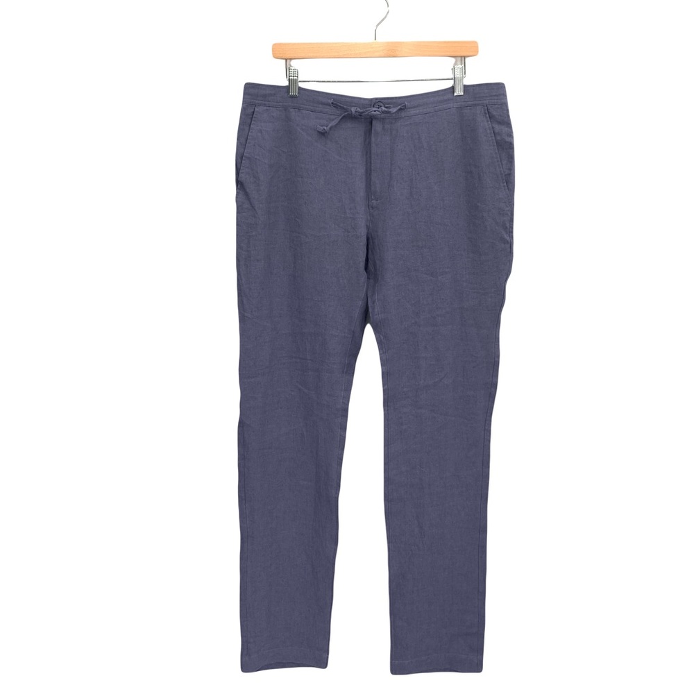 Blue Linen Pants Size Large Summer Coastal Vacation Beachy Large by Stitch Note